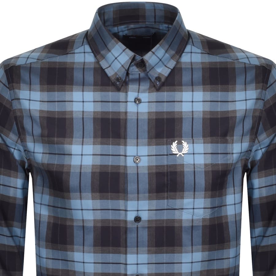Alternative Image for ProductFred Perry Tartan Long Sleeved Shirt Blue2